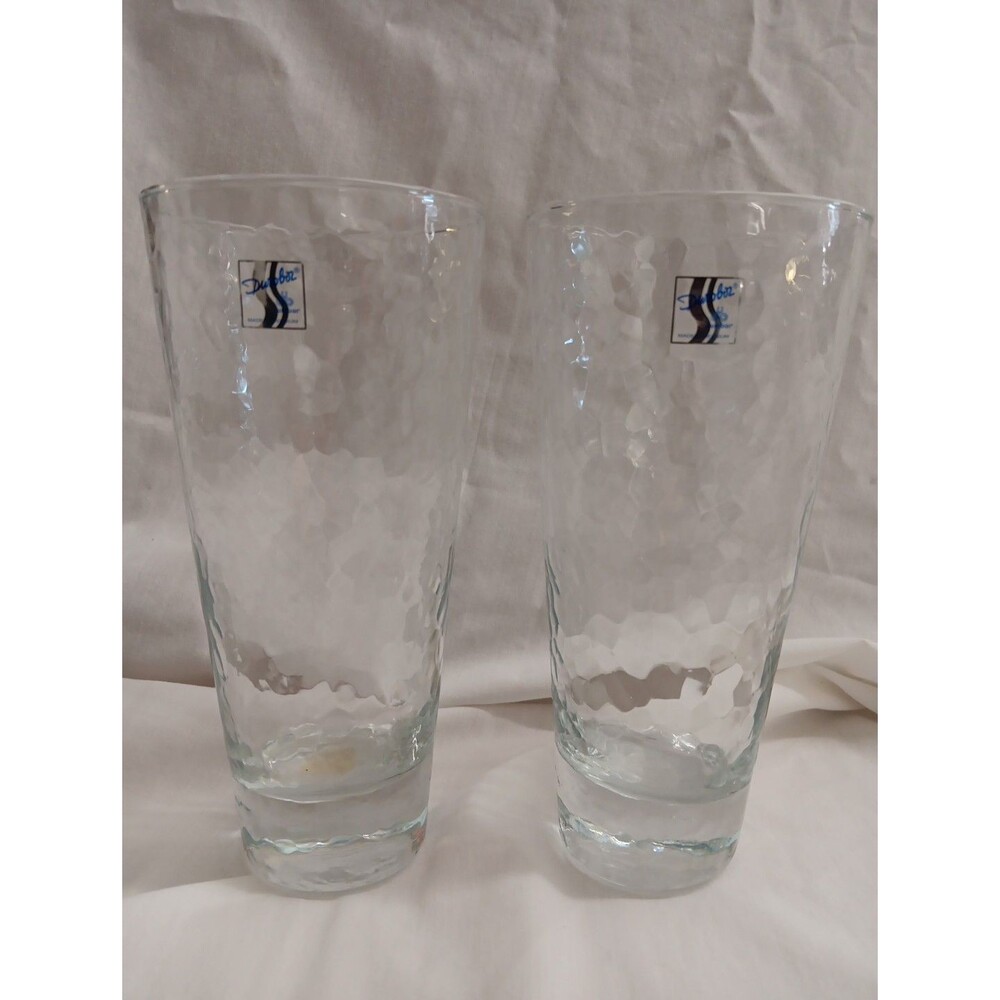 Durobor Drinking Glasses Hammered “ICY” Texture Made In Belgium Set Of 2 7.5"